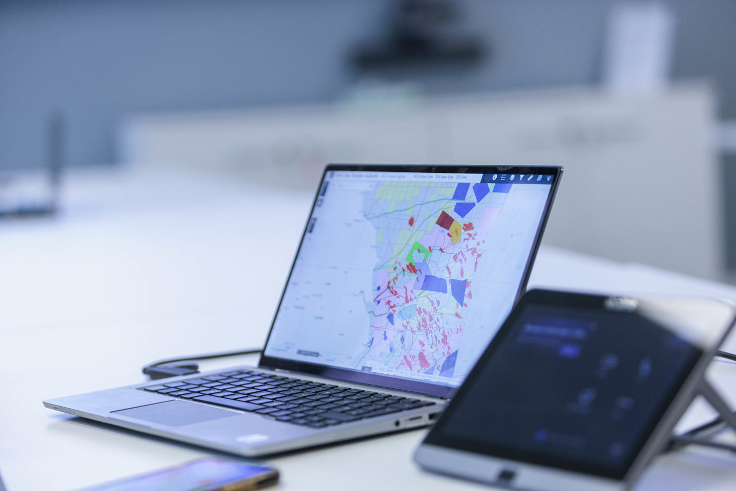 Offshore activity map showing on laptop